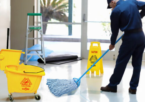 Syn-Pro® Synthetic Narrow Band Wet Blue Cut End Mop - 32 Oz / Blue - Image 2