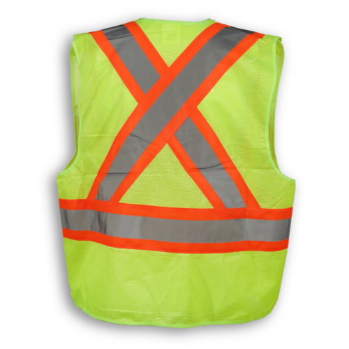Lime Green 100% Polyester Mesh Safety Vest - Image 2