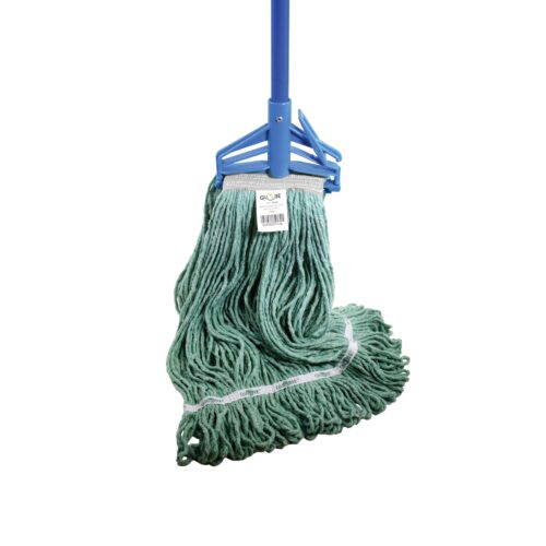 Syn-Pro® Synthetic Narrow Band Wet Green Looped End Mop - 16 Oz / Green - Image 2