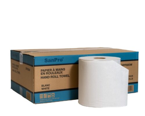 SanPro® White Hand Roll Towels 800'